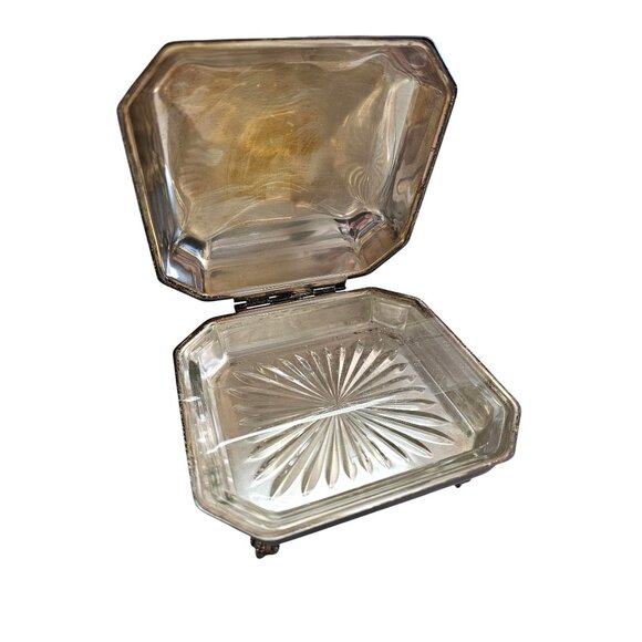 Antique Silver Footed Silent Butler Crumb Catcher Wood Handle - Picture 2 of 14